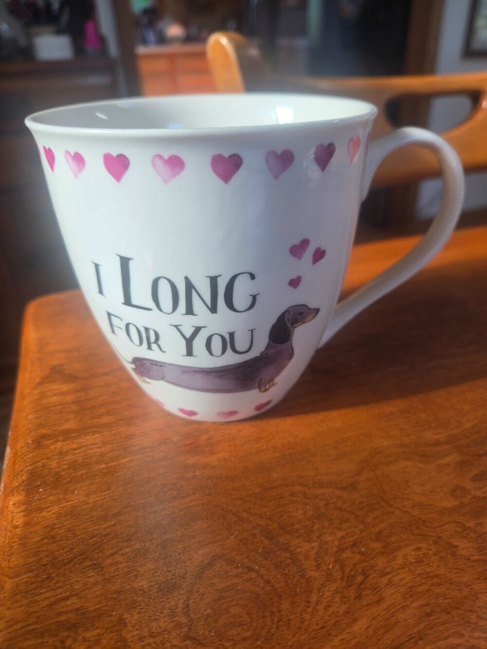 dachshunds mug I long for you British design Milly Green